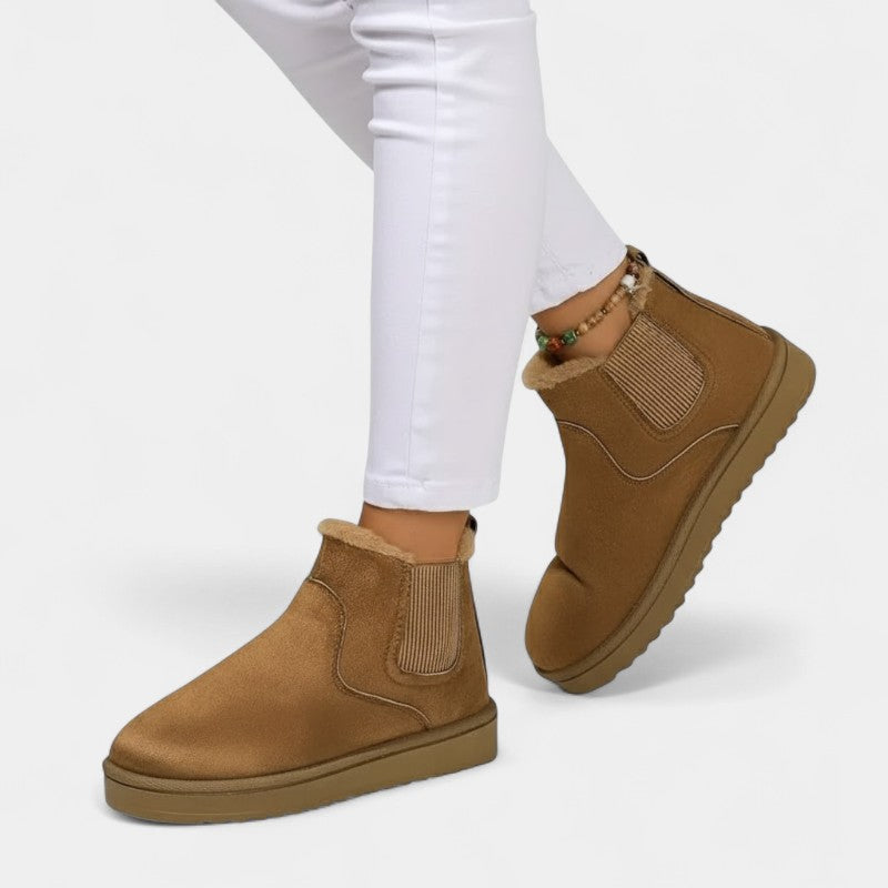 Gleame.-Enkellaars-Gleame | Dames Gevoerde Enkellaarzen met Plateauzool en Elastische Inzet