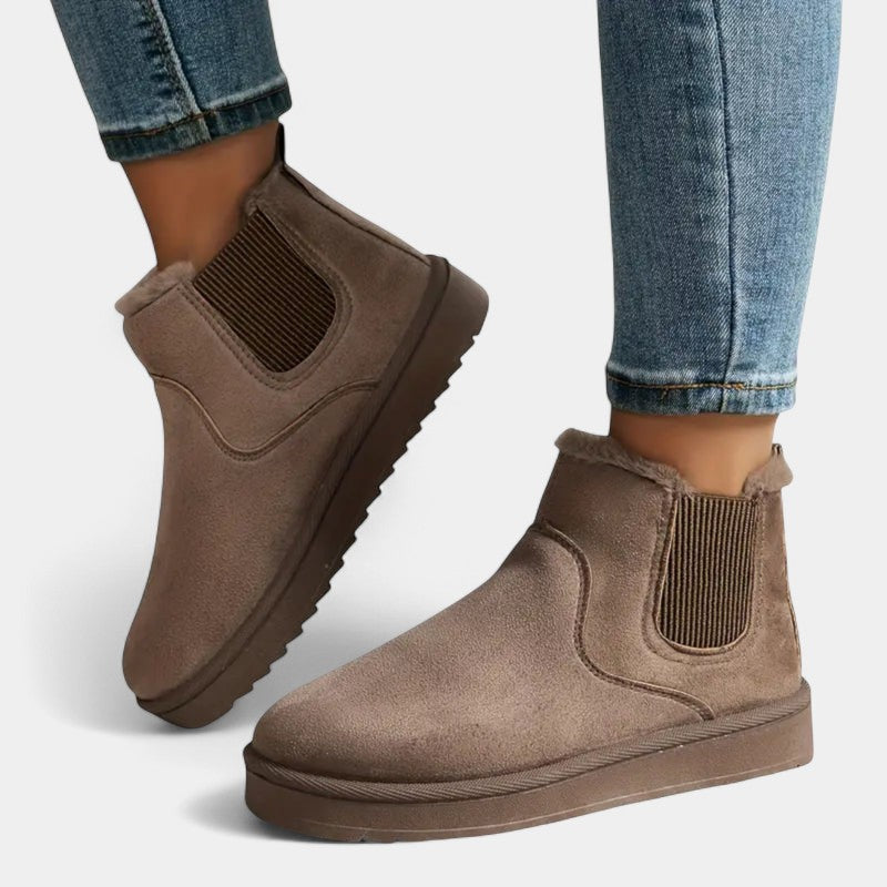 Gleame.-Enkellaars-Gleame | Dames Gevoerde Enkellaarzen met Plateauzool en Elastische Inzet