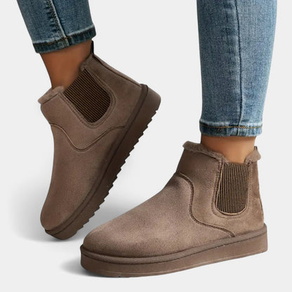 Gleame.-Enkellaars-Gleame | Dames Gevoerde Enkellaarzen met Plateauzool en Elastische Inzet