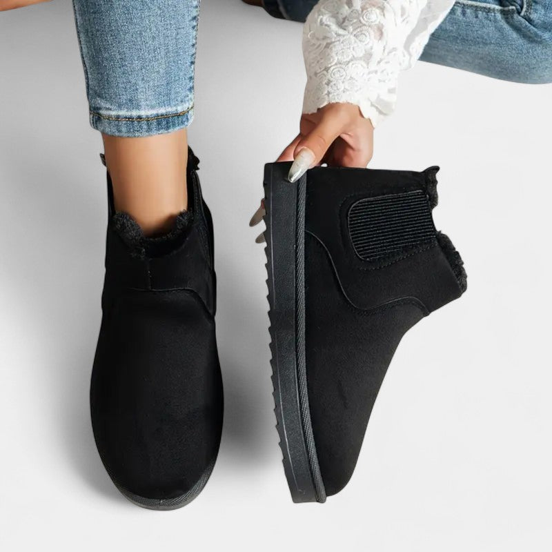 Gleame.-Enkellaars-Gleame | Dames Gevoerde Enkellaarzen met Plateauzool en Elastische Inzet