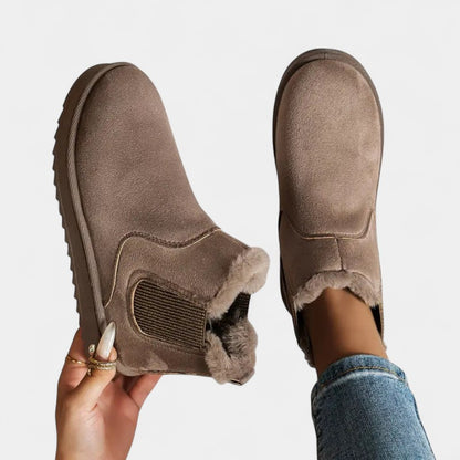 Gleame.-Enkellaars-Gleame | Dames Gevoerde Enkellaarzen met Plateauzool en Elastische Inzet