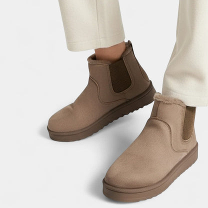 Gleame.-Enkellaars-Gleame | Dames Gevoerde Enkellaarzen met Plateauzool en Elastische Inzet