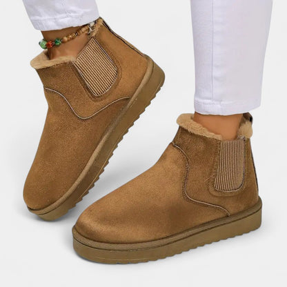 Gleame.-Enkellaars-Gleame | Dames Gevoerde Enkellaarzen met Plateauzool en Elastische Inzet