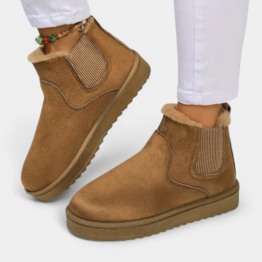 Gleame.-Enkellaars-Gleame | Dames Gevoerde Enkellaarzen met Plateauzool en Elastische Inzet