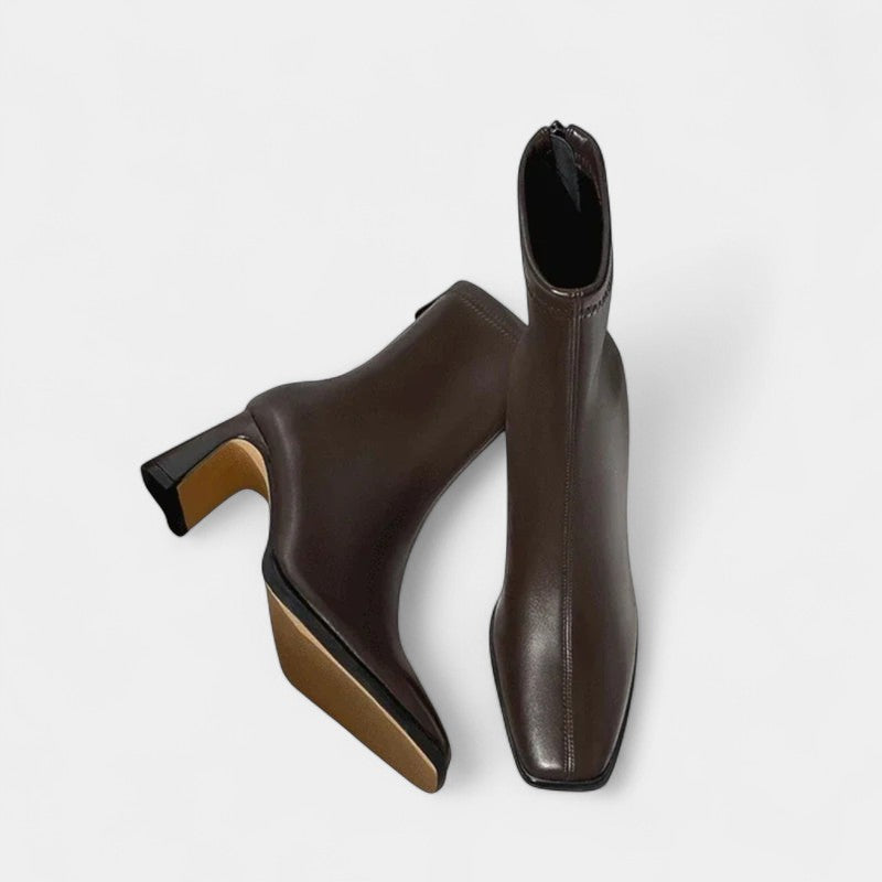 Gleame.-Enkellaars-Gleame | Enkellaarsjes Dames Vierkante Neus Blokhak