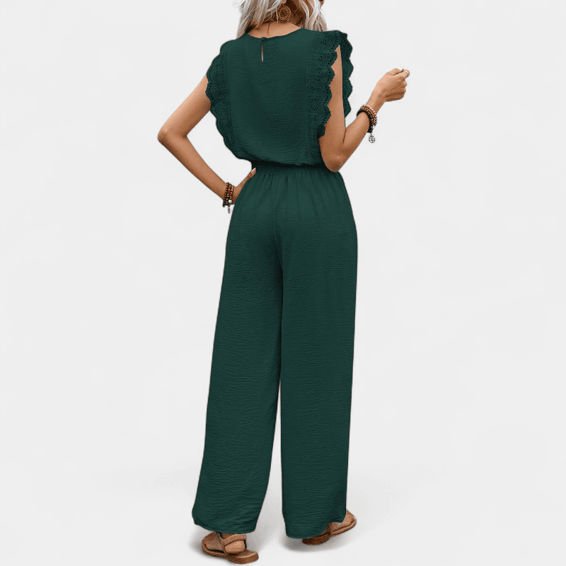Gleame.-Gleame 2-delig set - Dames elegante broek met kanten details en bijpassende top