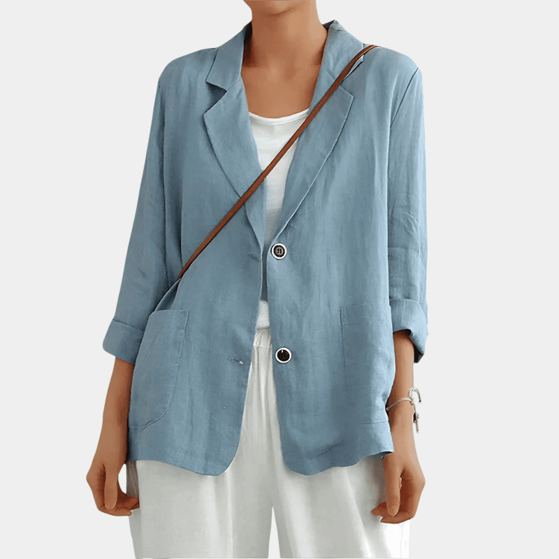 Gleame.-Gleame Blazer - Luchtige casual blazer van katoen-linnen met driekwart mouwen