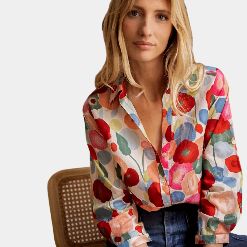 Gleame.-Gleame Blouse - Kleurrijke dames blouse met bloemmotief