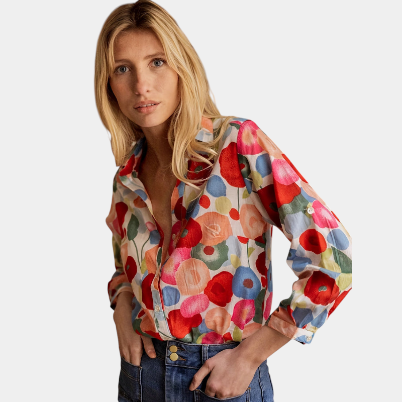 Gleame.-Gleame Blouse - Kleurrijke dames blouse met bloemmotief