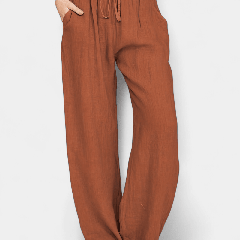 Gleame.-Gleame Broek - Dames wijde broek met ceintuur en losse pasvorm