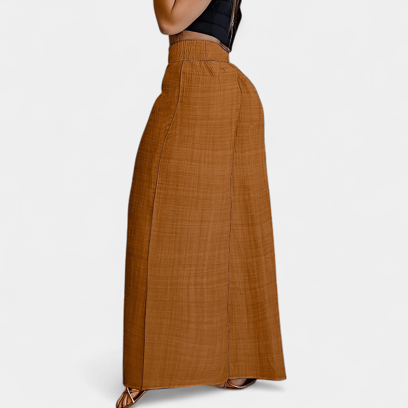 Gleame.-Gleame Broek - Eenvoudige palazzo met wijde pijpen en elastische taille