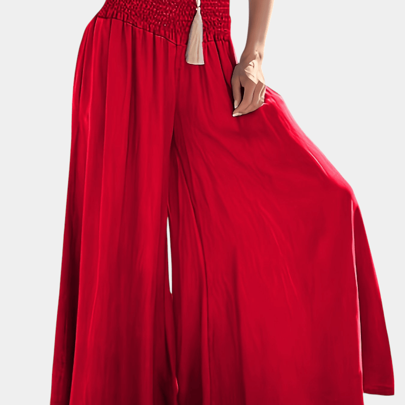 Gleame.-Gleame Broek - Geplooide en gerimpelde wijde pijpen met uitlopende pasvorm