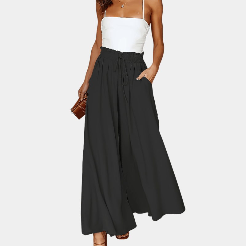 Gleame.-Gleame Broek - Plus size elegante wijde pijpen met hoge taille en functionele zakken