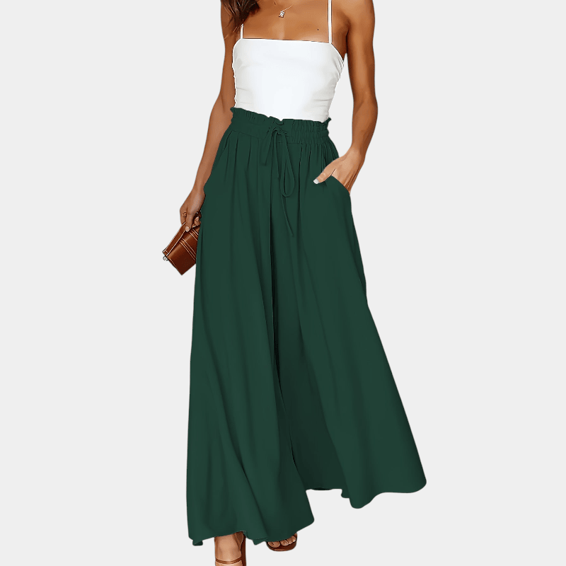 Gleame.-Gleame Broek - Plus size elegante wijde pijpen met hoge taille en functionele zakken