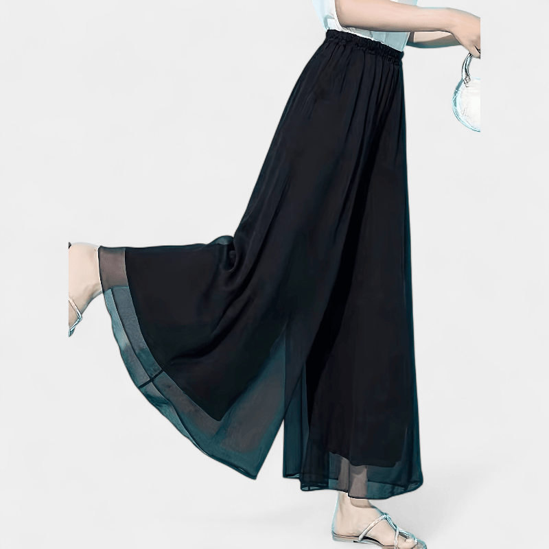 Gleame.-Gleame Broek - Vintage wijde pijpen palazzo met hoge elastische taille en ademend materiaal