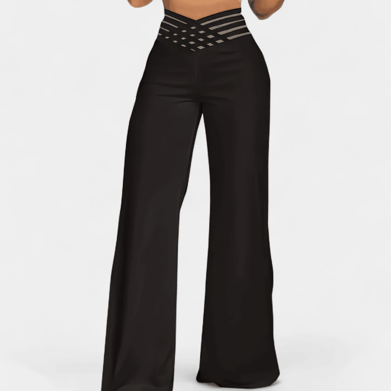 Gleame.-Gleame Broek - Wijde pijpen met hoge taille, casual en losvallend voor lente en zomer