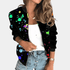 Gleame.-Gleame Jas - Korte jas met bloemenprint, lange mouwen en ritssluiting voor een retro casual look