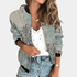 Gleame.-Gleame Jas - Korte jas met bloemenprint, lange mouwen en ritssluiting voor een retro casual look