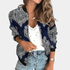Gleame.-Gleame Jas - Korte jas met bloemenprint, lange mouwen en ritssluiting voor een retro casual look