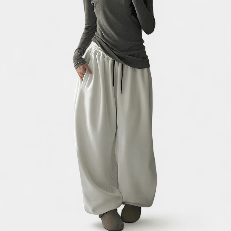 Gleame.-Gleame Broek - Dames high-waisted wijde sweatpants met elastische taille en losse pasvorm