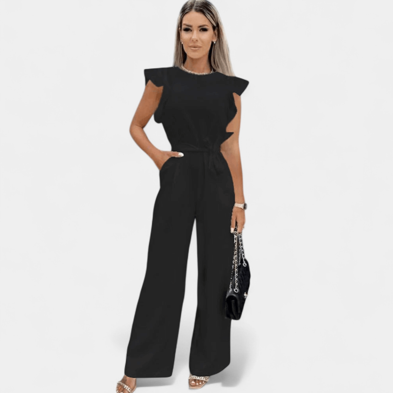 Gleame.-Gleame Jumpsuit - Elegante jumpsuit met ceintuur en volantmouwen