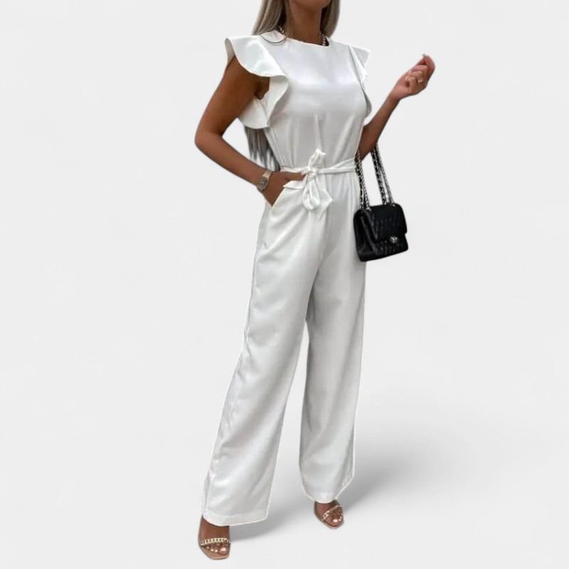 Gleame.-Gleame Jumpsuit - Elegante jumpsuit met ceintuur en volantmouwen