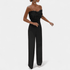 Gleame.-Gleame Jumpsuit - Strapless jumpsuit met veren top en hoge taille