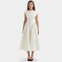 Gleame.-Gleame Jurk - Elegante midi dress met gestructureerde rok