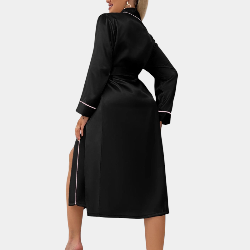 Gleame.-Gleame Nachthemd - Satijnen kamerjas met ceintuur en V-hals voor een elegante loungewear look