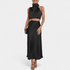 Gleame.-Gleame Set - Satijnen 2-delige set met crop top en lange A-lijn rok voor een elegante look