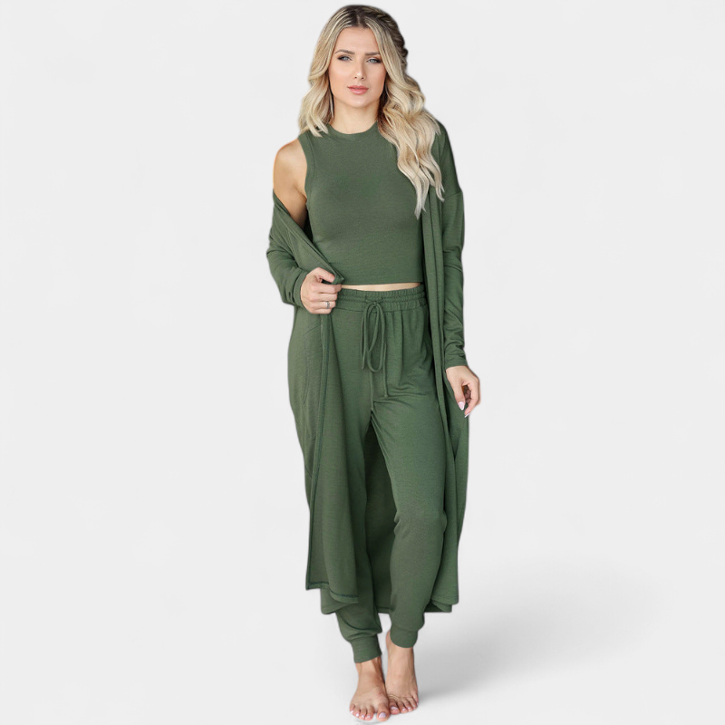 Gleame.-Gleame Set - Slim-fit gebreide sportset met vest en broek