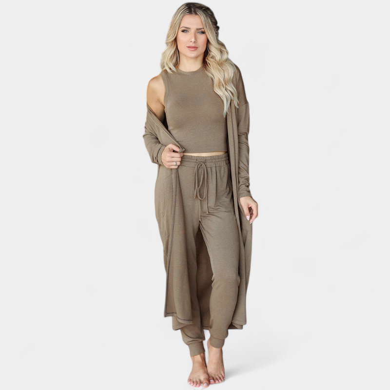Gleame.-Gleame Set - Slim-fit gebreide sportset met vest en broek