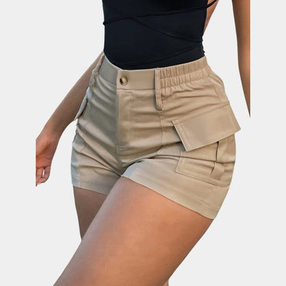 Gleame.-Gleame Short - Dames high-waisted cargo short met klepzakken