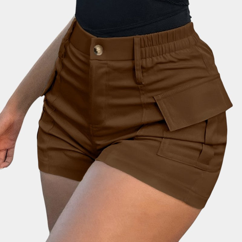 Gleame.-Gleame Short - Dames high-waisted cargo short met klepzakken