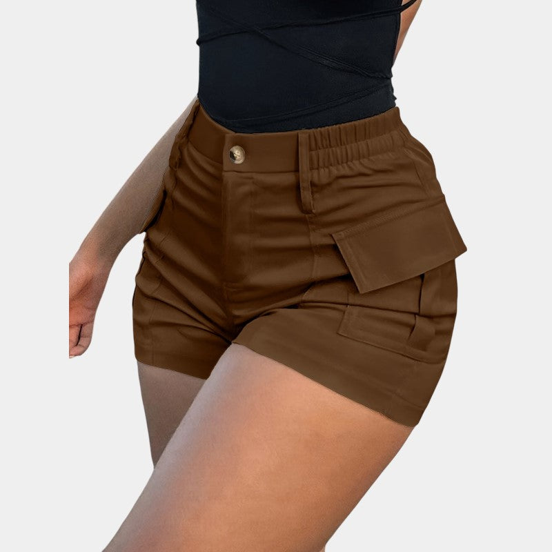 Gleame.-Gleame Short - Dames high-waisted cargo short met klepzakken