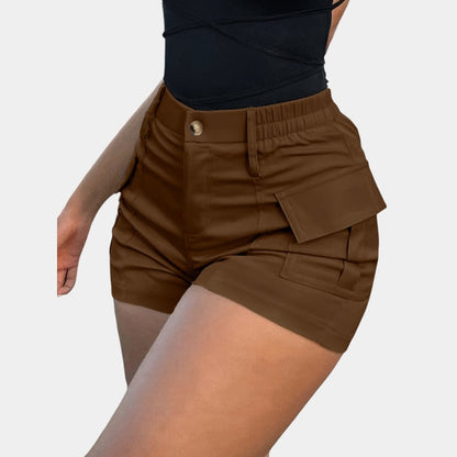 Gleame.-Gleame Short - Dames high-waisted cargo short met klepzakken