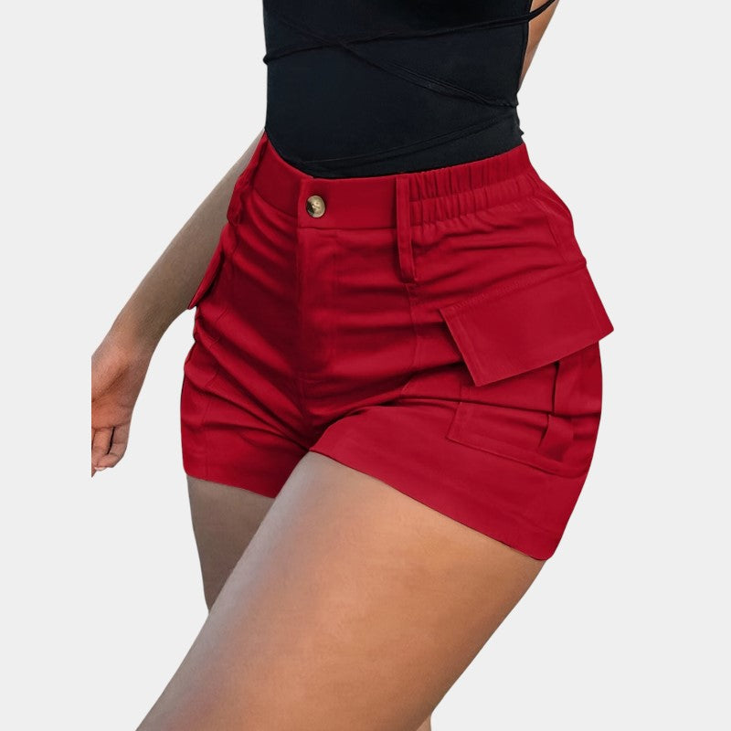 Gleame.-Gleame Short - Dames high-waisted cargo short met klepzakken
