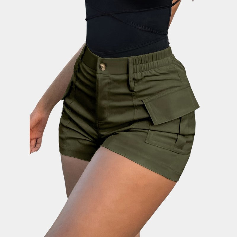 Gleame.-Gleame Short - Dames high-waisted cargo short met klepzakken