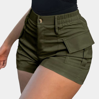 Gleame.-Gleame Short - Dames high-waisted cargo short met klepzakken