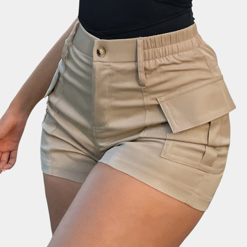 Gleame.-Gleame Short - Dames high-waisted cargo short met klepzakken
