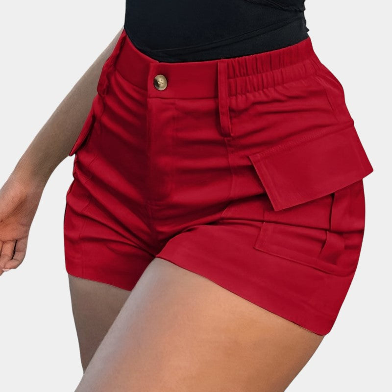 Gleame.-Gleame Short - Dames high-waisted cargo short met klepzakken