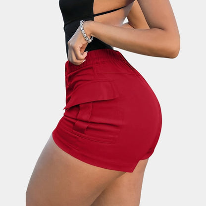 Gleame.-Gleame Short - Dames high-waisted cargo short met klepzakken