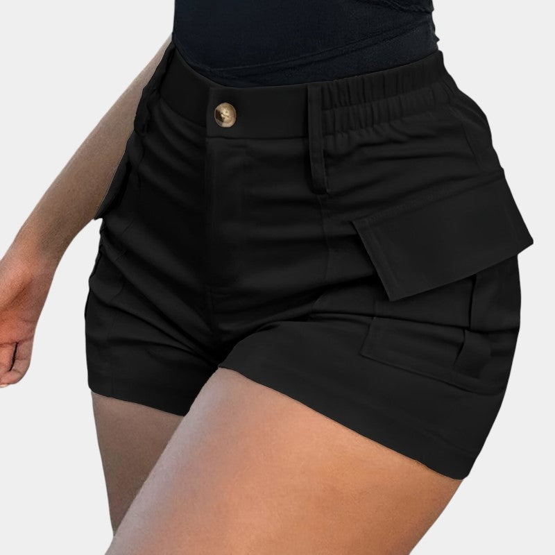 Gleame.-Gleame Short - Dames high-waisted cargo short met klepzakken