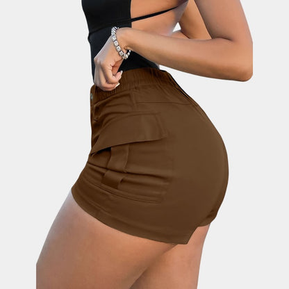 Gleame.-Gleame Short - Dames high-waisted cargo short met klepzakken