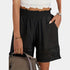 Gleame.-Gleame Short - Dames paperbag korte broek met kant en schuine zakken