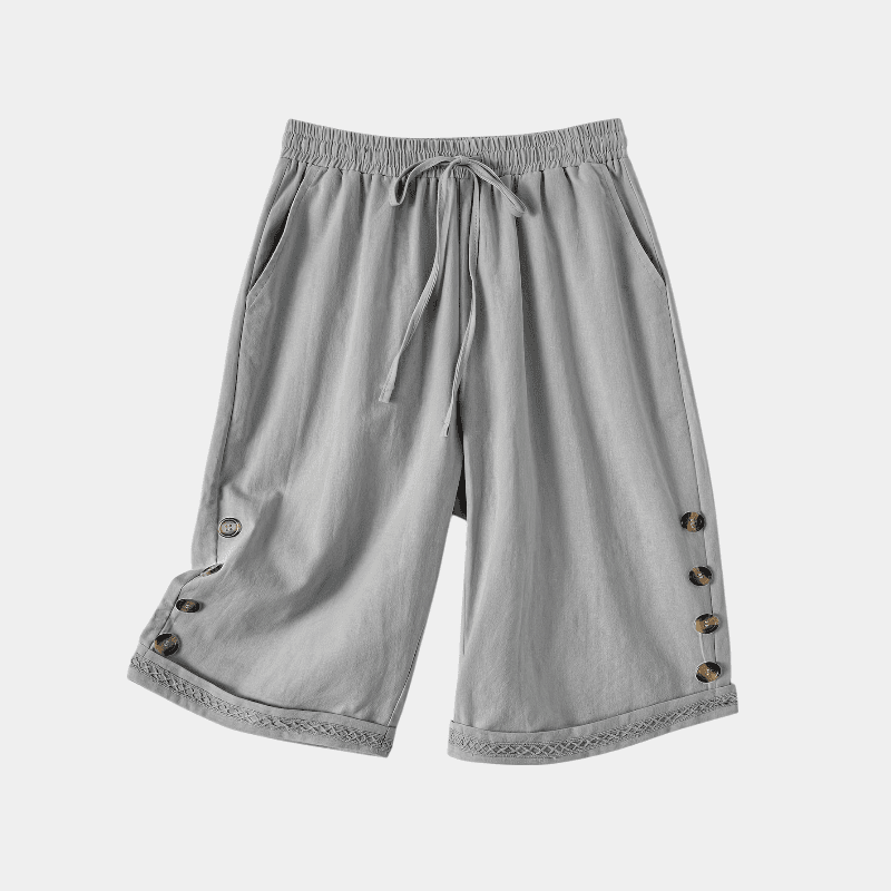 Gleame.-Gleame Shorts - Katoenen shorts met koorddetail, knoopaccent en losse pasvorm