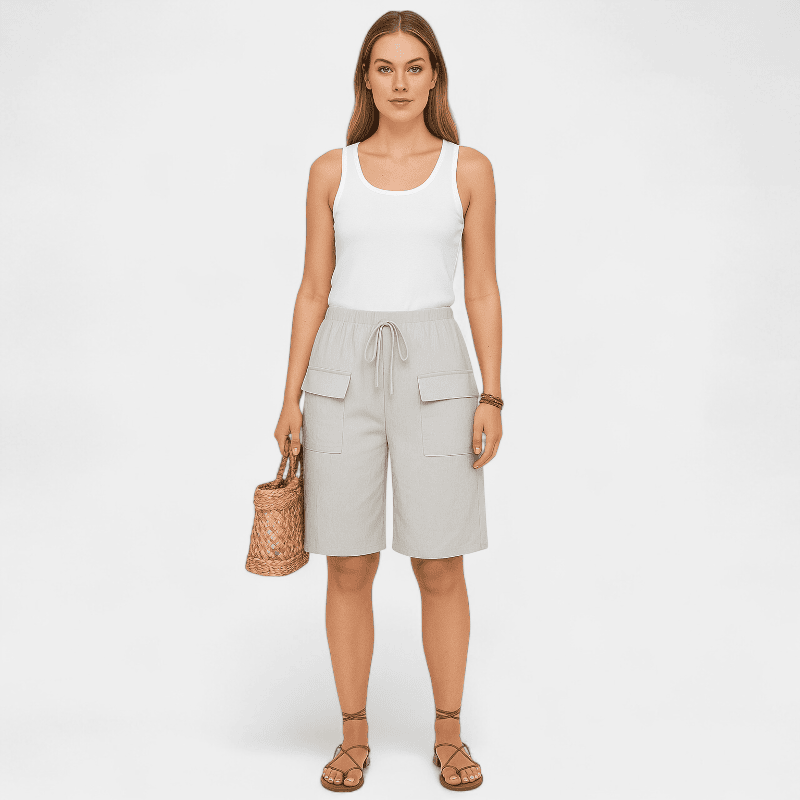 Gleame.-Gleame Shorts - Plus size casual shorts met elastische taille en strikkoord