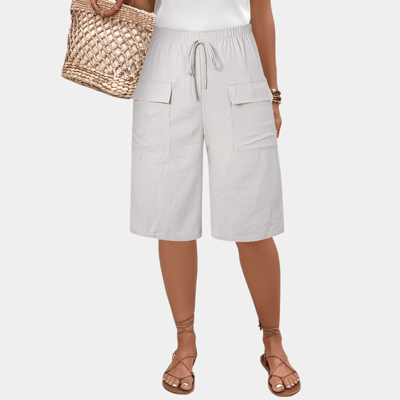 Gleame.-Gleame Shorts - Plus size casual shorts met elastische taille en strikkoord