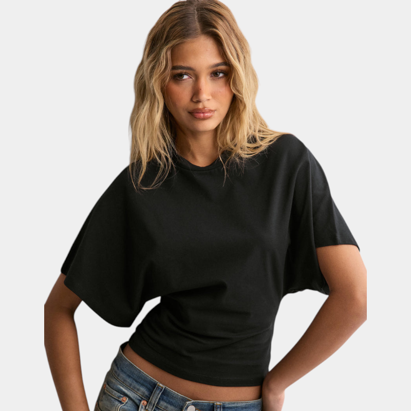 Gleame.-Gleame T-shirt - Wijd T-shirt met ronde hals en getailleerde taille voor een stijlvolle basic look