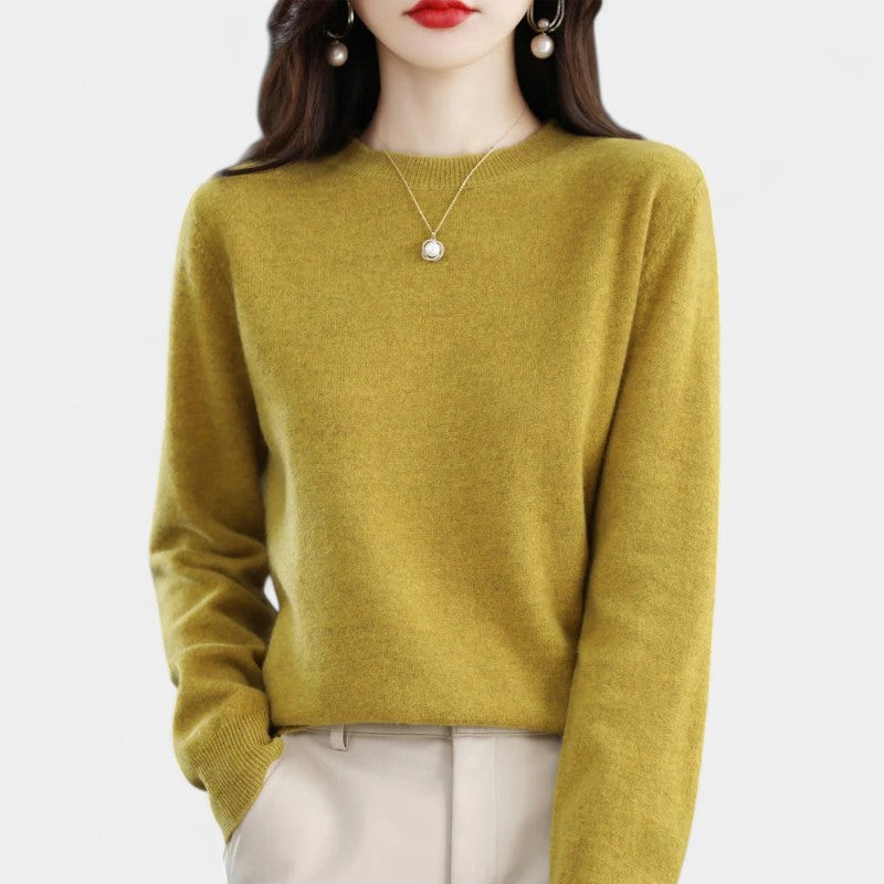 Gleame.-Gleame Trui – Elegante merinowol kasjmier trui met ronde hals en lange mouwen